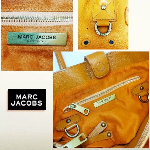 Marc Jacobs Orange Brown Genuine Leather Large Satchel Handbag Perforate… - Picture 10 of 11